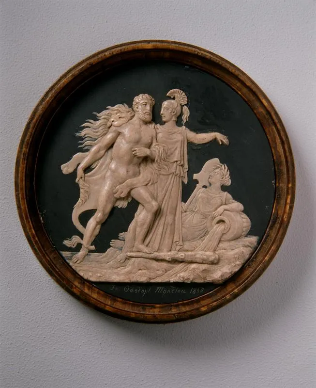 Восковая модель медали на сооружение Благовещенского моста через Неву